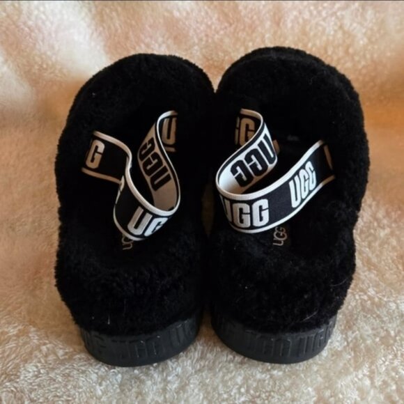 UGG Women's Oh Fluffita Slingback Black Sandals - Picture 5 of 5